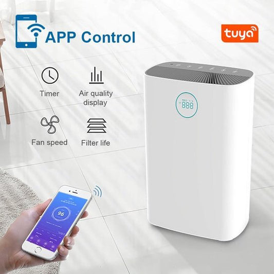 Marreal luftrenare – sida med symboler och appstyrningsfunktion